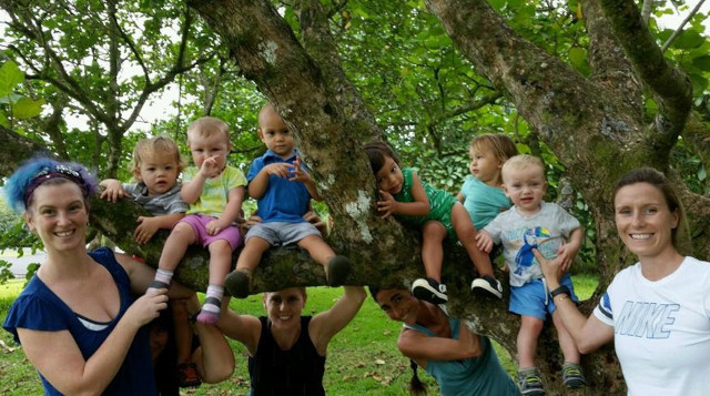 Ho'oikaika Partnership A bunch of future hipsters dangling from a tree.