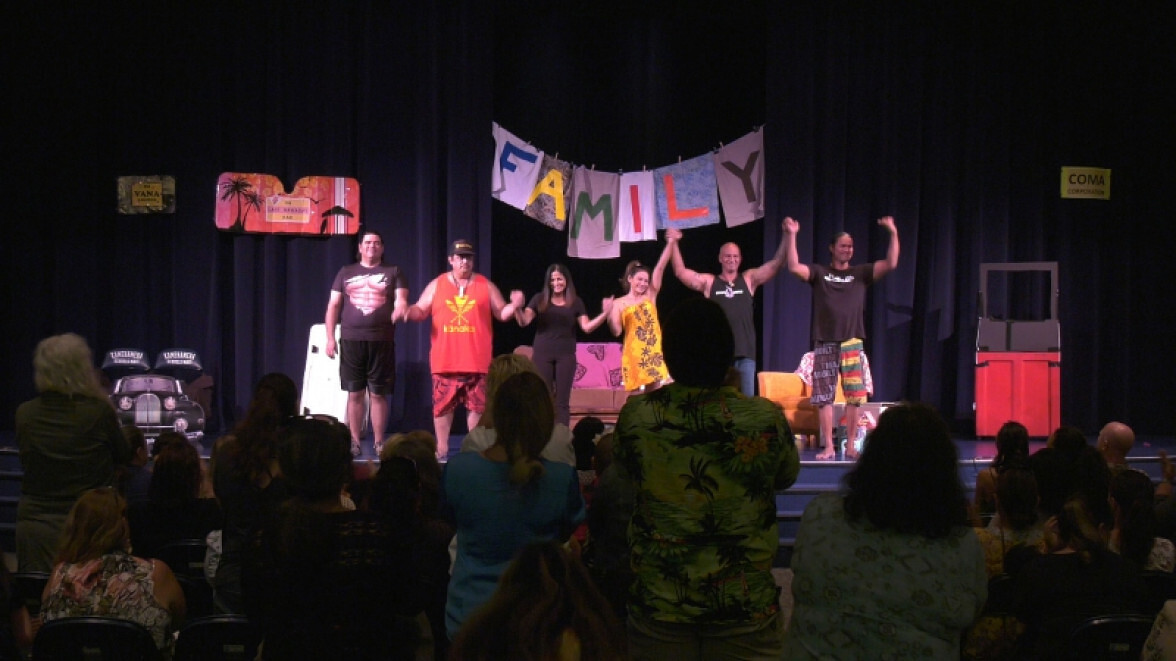 To kick off the Ho‘oikaika Conference, Venus Rosete-Medeiros, KS regional director for Maui, Moloka‘i and Lāna‘i (at center, in black), acted in the play “Family Laundry,” which was originally produced by KS in 1993. Rosete-Medeiros played the role of 11 characters during the performance, which presented the idea that sharing family problems is an act of courage when it comes to alcohol and drug abuse, as well as other domestic and mental health issues.</p>
<p>
